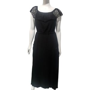 Apt 9 Black Maxi Dress Lace Top Elastic Waist Women's Size L